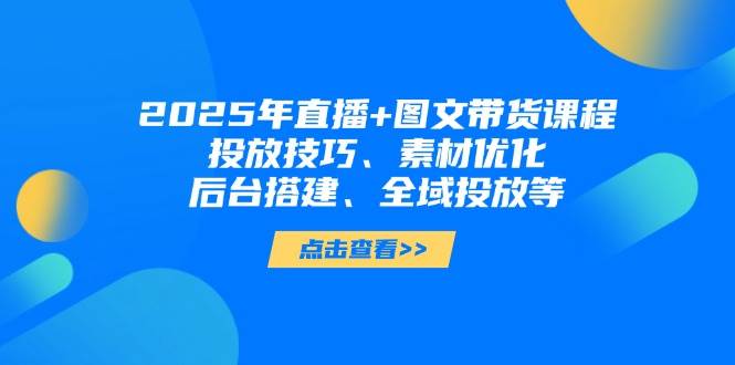 2025年短视频图文带货+直播带货：投放技巧、素材优化、后台搭建、全域投放等-清风