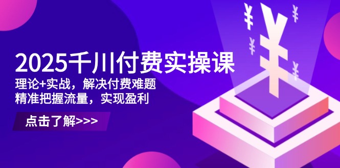2025千川付费实操课，理论+实战，解决付费难题，精准把握流量，实现盈利-清风