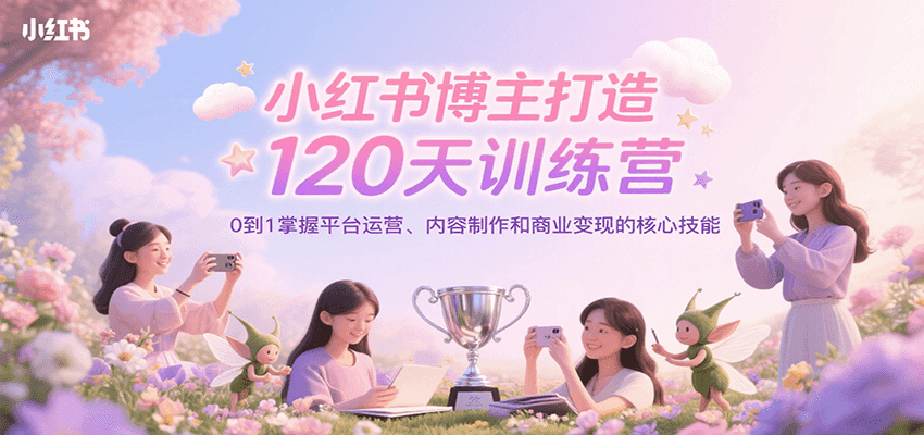 小红书博主打造120天训练营，0到1掌握平台运营、内容制作和商业变现-清风