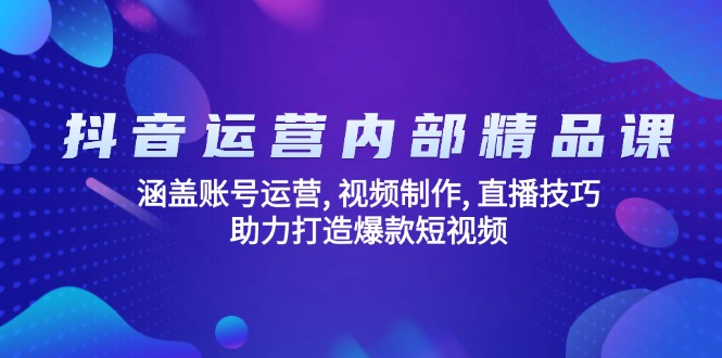 抖音运营内部精品课：涵盖账号运营, 视频制作, 直播技巧, 助力打造爆款…-清风