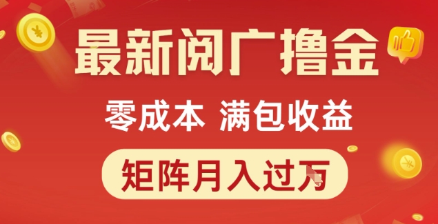 最新阅广撸金项目，零成本满包收益，可矩阵操作，月入过1W【揭秘】-清风