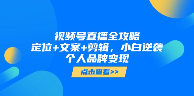 视频号直播全攻略，定位+文案+剪辑，小白逆袭个人品牌变现-清风