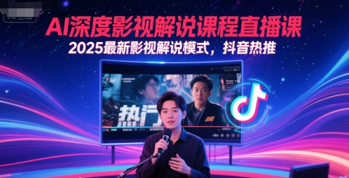 AI深度影视解说课程直播课，2025最新影视解说模式，抖音热推-清风