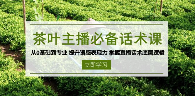 茶叶 主播必备话术课 从0基础到专业 提升语感表现力 掌握直播话术底层逻辑-清风
