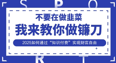 韭菜生涯终结者，我来教你做镰刀，2025如何通过“知识付费”实现财F自由【揭秘】-清风