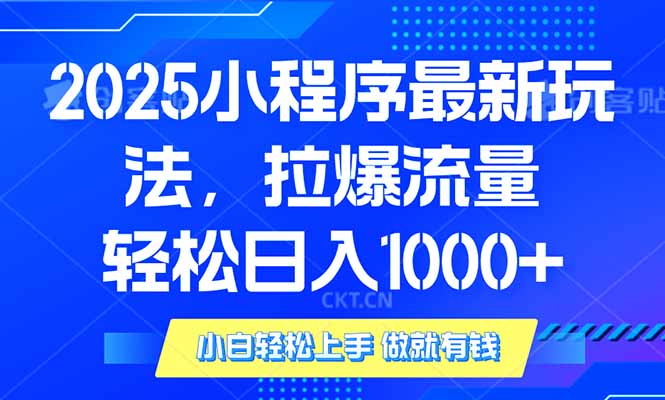 2025年小程序最新玩法，流量直接拉爆，单日稳定变现1000+-清风