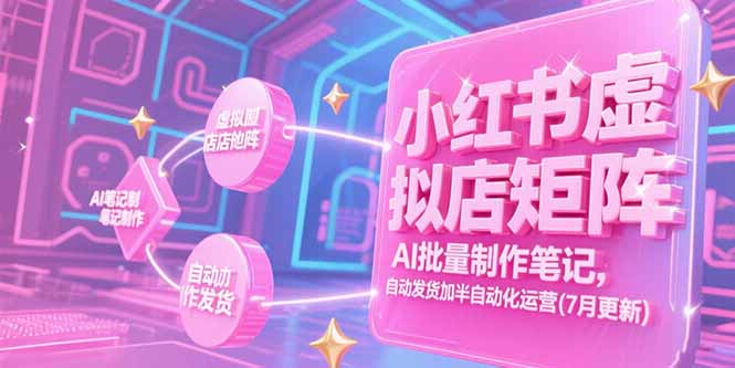 小红书虚拟店矩阵，AI批量制作笔记，自动发货加半自动化运营(7月更新-清风