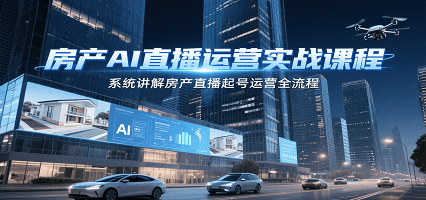 房产AI直播运营实战课程，系统讲解房产直播起号运营全流程-清风