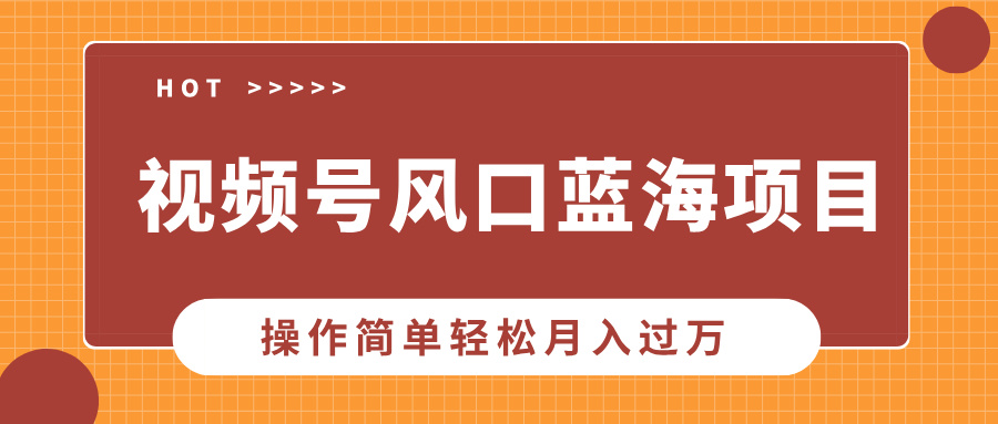 视频号风口蓝海项目，中老年人的流量密码，操作简单轻松月入过万-清风