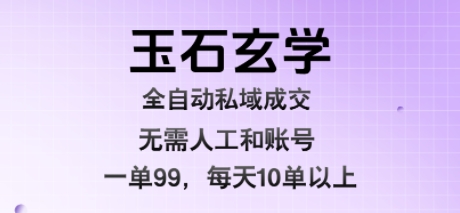 玉石玄学全自动私域成交，一单99每天十单以上，无需人工和矩阵账号，蓝海项目直接干【揭秘】-清风