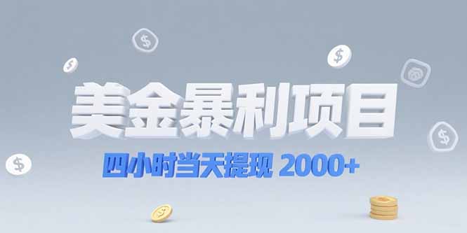 美金暴利项目，四小时当天提现 2000+机会留给会选赛道的人-清风