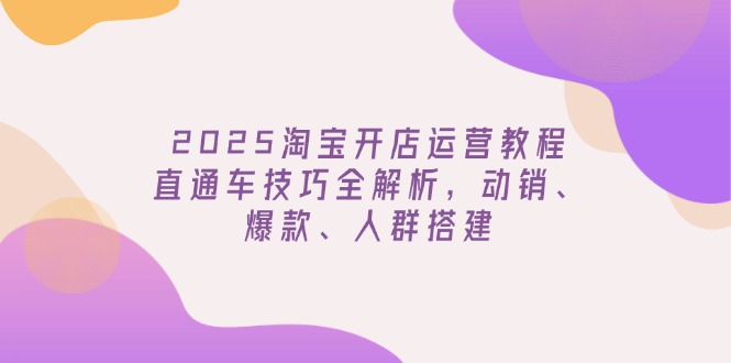 2025淘宝开店运营教程更新，直通车技巧全解析，动销、爆款、人群搭建-清风