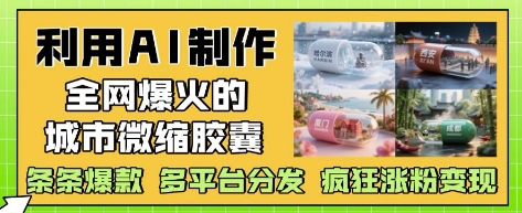 利用AI制作全网爆火的城市微缩胶囊，条条爆款， 多平台分发，疯狂涨粉变现-清风