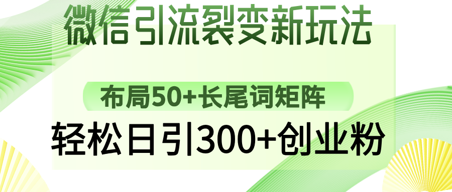 微信引流裂变新玩法：布局50+长尾词矩阵，轻松日引300+创业粉-清风