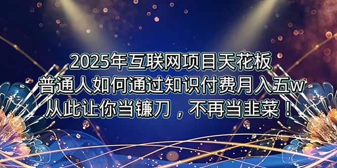 2025年互联网项目天花板，普通人如何通过卖项目实现逆风翻盘，月入5W＋！-清风