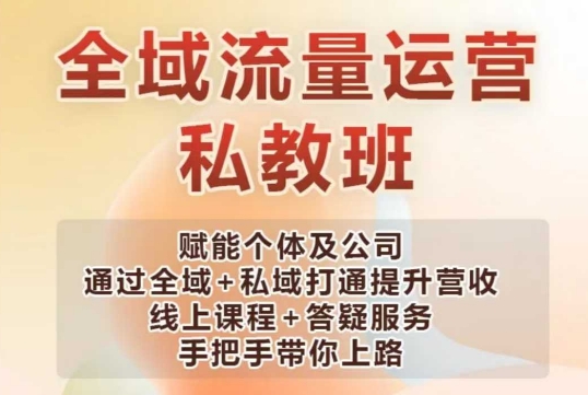 全域流量运营操盘课，赋能个体及公司通过全域+私域打通提升营收-清风