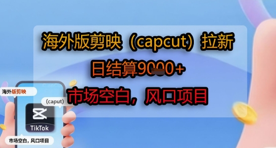 海外版剪映(capcut)拉新，日结算1k+，市场空白，风口项目-清风