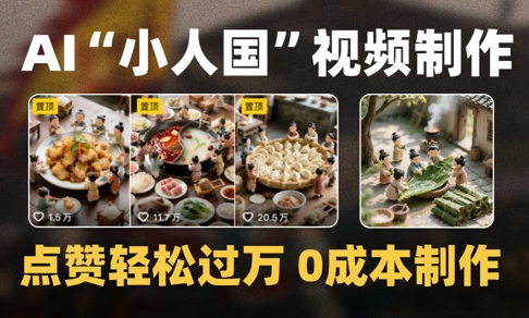 爆款1000W+播放微缩景观迷你小人国AI视频0成本制作全流程教学-清风