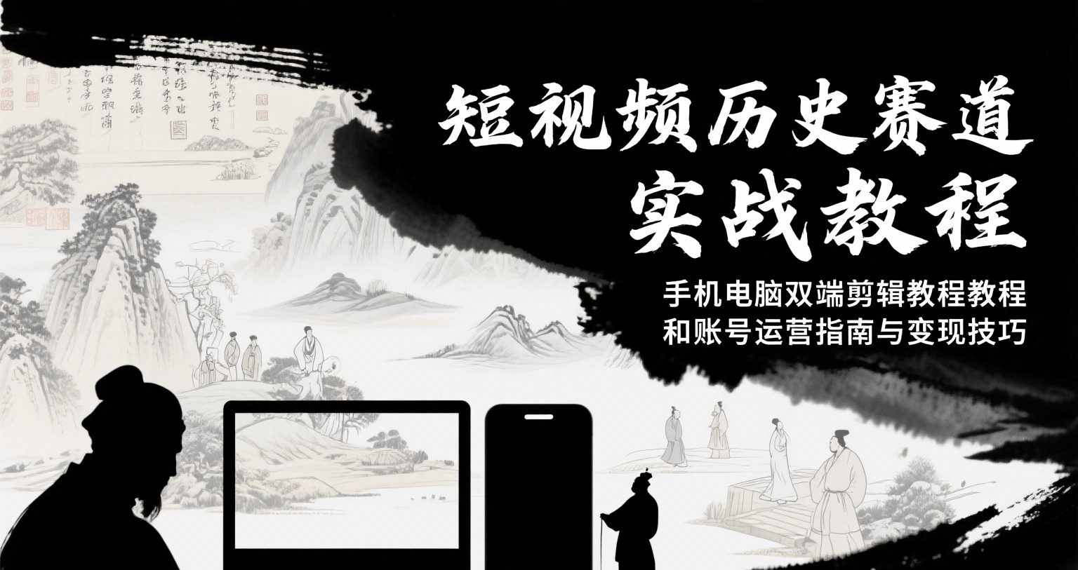 短视频历史赛道实战教程，手机电脑双端剪辑教程和账号运营指南与变现技巧-清风