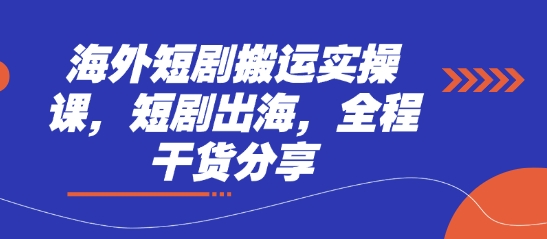 海外短剧搬运实操课，短剧出海，全程干货分享-清风