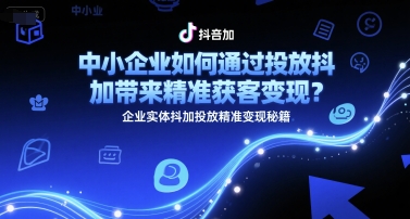 中小企业如何通过投放抖加带来精准获客变现？企业实体抖加投放精准变现秘籍-清风