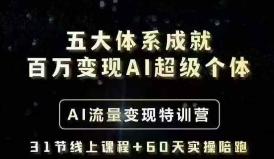 五大体系成就百万变现AI超级个体- AI流量变现特训营，一步一步教你一个人怎么年入百W-清风