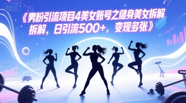 男粉引流项目4美女账号之健身美女拆解，日引流500+，变现多张-清风