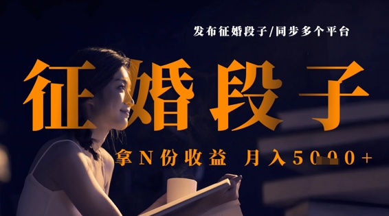 发布征婚段子，同步多个平台，拿N份收益，月入5k-清风