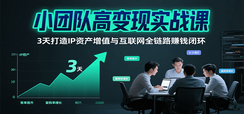 小团队高变现实战课，3天打造IP资产增值与互联网全链路赚钱闭环(第二期)-清风