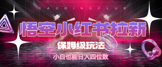 悟空小红书拉新，保姆级玩法，小白也能日入四位数-清风