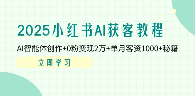 2025小红书AI获客教程：AI智能体创作+0粉变现2万+单月客资1000+秘籍-清风