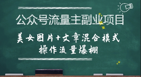 公众号流量主副业项目，美女图片+文章混合模式操作流量爆棚-清风