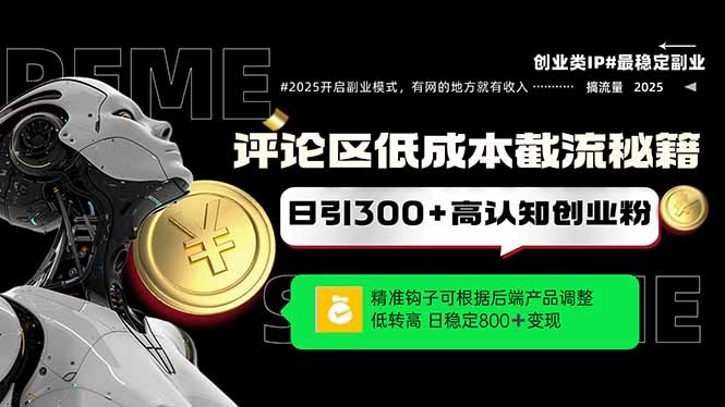 评论区低成本引流秘籍，精准钩子直击用户，单账号日增300+创业粉，日稳…-清风