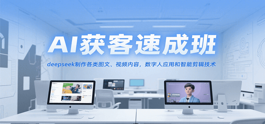 AI获客速成班，deepseek制作各类图文、视频内容，数字人应用和智能剪辑技术-清风