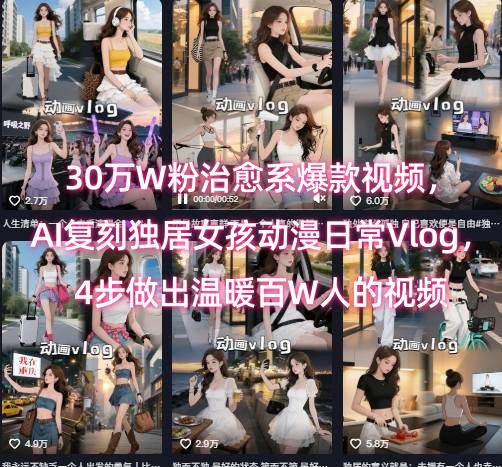30万W粉治愈系爆款视频，AI复刻独居女孩动漫日常Vlog，4步做出温暖百W人的视频-清风