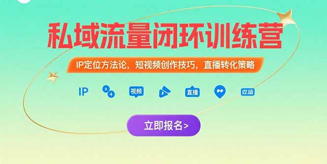 私域流量闭环训练营：IP定位方法论，短视频创作技巧，直播转化策略-清风
