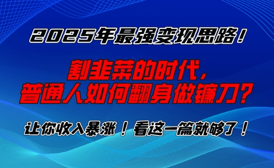 2025年最强变现思路，割韭菜的时代， 普通人如何翻身做镰刀？【揭秘】-清风