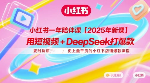 小红书一年陪伴课【2025年新课】，用短视频+deepSeek打爆款，史上最干货的小红书店铺爆款课程-清风
