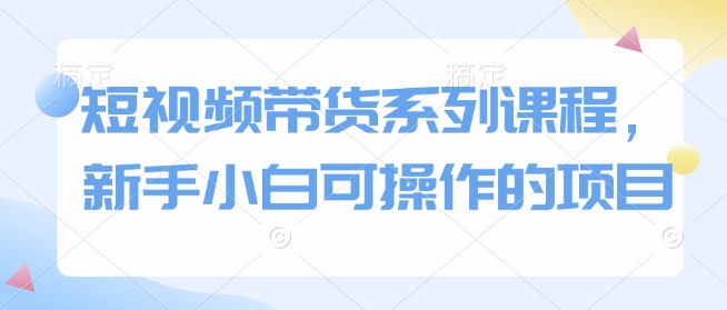 短视频带货系列课程，新手小白可操作的项目-清风