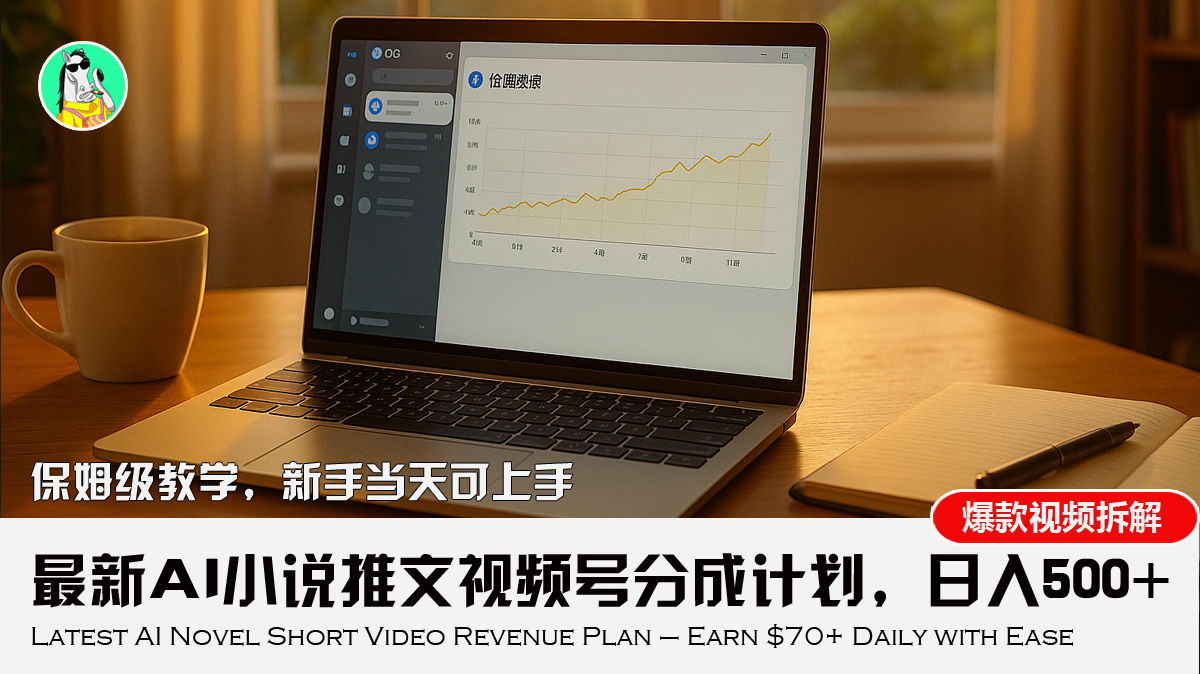 最新AI小说推文视频号分成计划，新手小白也能当天日入500+教程-清风