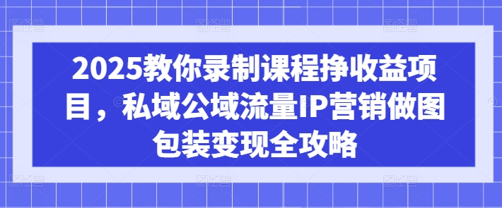 2025教你录制课程挣收益项目，私域公域流量IP营销做图包装变现全攻略-清风