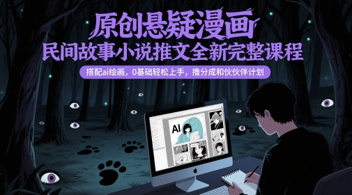 原创悬疑漫画民间故事小说推文全新完整课程， 搭配ai绘画，0基础轻松上手，撸分成和伙伴计划-清风